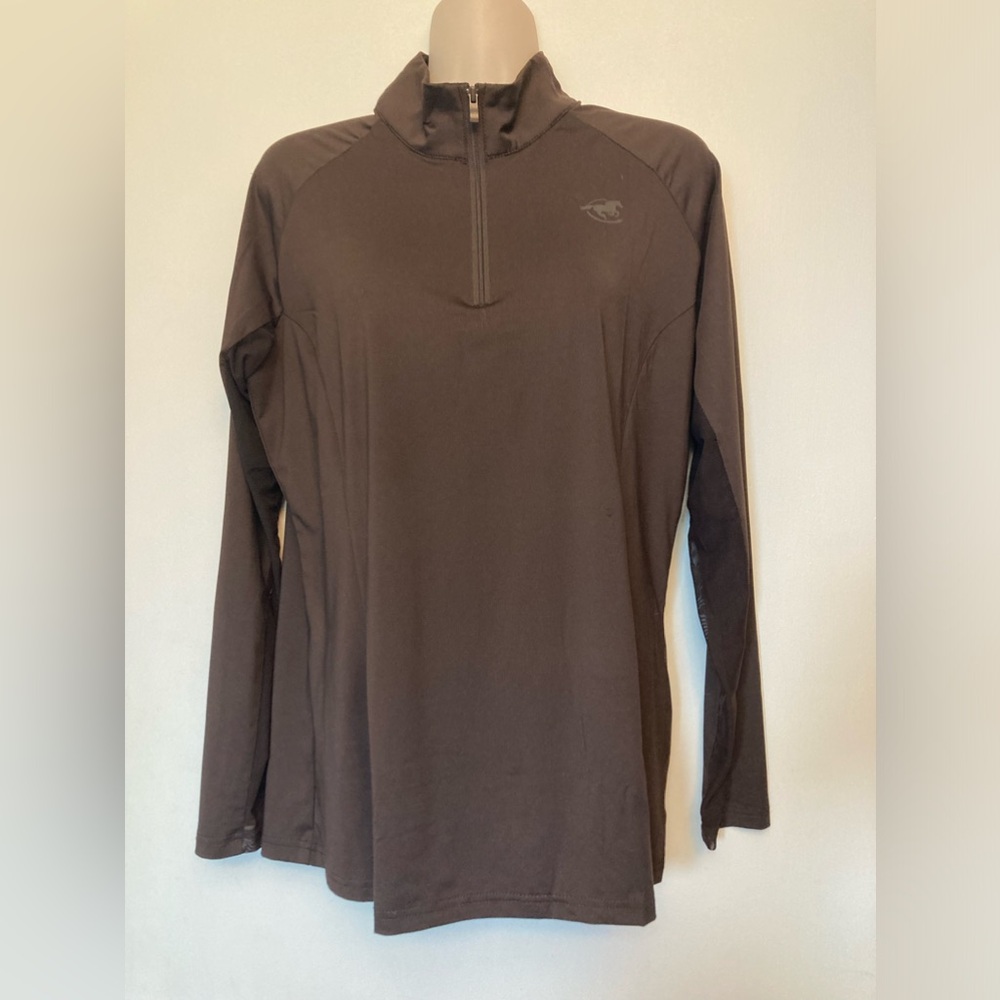 Piper by SmartPak NEW Sunshirt in Chocolate Brown 1/4 zip Size L.